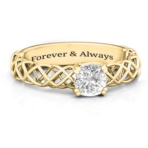 Tangled in Love Ring – 10K Yellow Gold with White Premium Zirconia