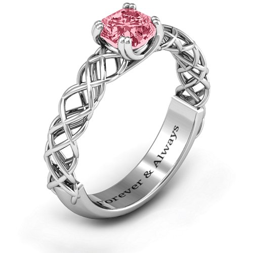 Tangled in Love Ring – Sterling Silver with Red Premium Zirconia