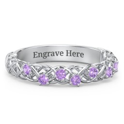 Stones Woven in Love Ring in 925 Sterling Silver with Amethyst