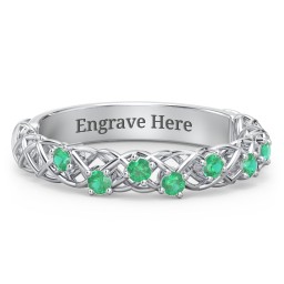 Stones Woven in Love Ring in 925 Sterling Silver with Emerald