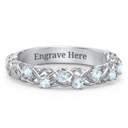 Stones Woven in Love Ring in 925 Sterling Silver