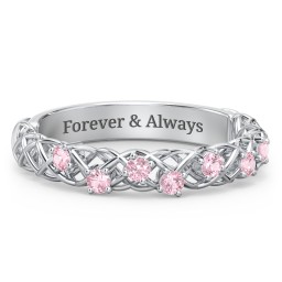 Stones Woven in Love Ring in 925 Sterling Silver with Pink Tourmaline