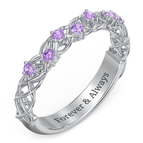 Stones Woven in Love Ring – Sterling Silver with Amethyst
