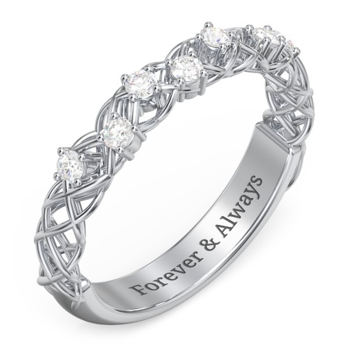 Stones Woven in Love Ring – Sterling Silver with Diamond