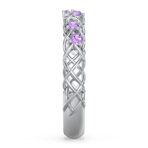Stones Woven in Love Ring – Sterling Silver with Amethyst