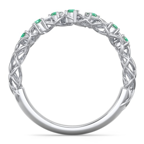 Stones Woven in Love Ring – Sterling Silver with Emerald