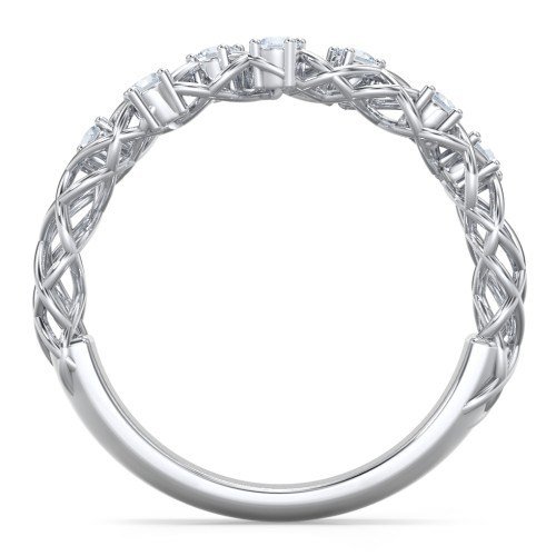 Stones Woven in Love Ring – Sterling Silver with Aquamarine