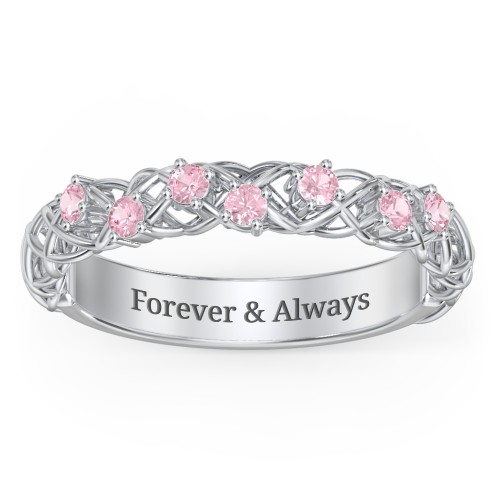 Stones Woven in Love Ring – Sterling Silver with Pink Tourmaline
