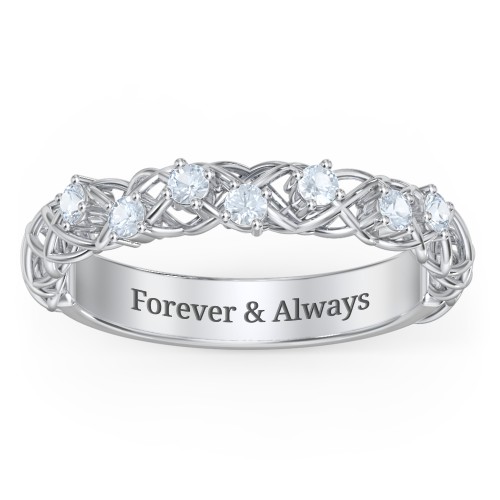 Stones Woven in Love Ring – Sterling Silver with Aquamarine