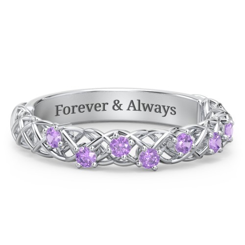 Stones Woven in Love Ring – Sterling Silver with Amethyst