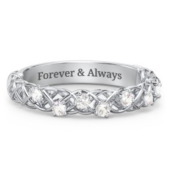Stones Woven in Love Ring – 10K Rose Gold with Cubic Zirconia