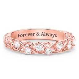 Stones Woven in Love Ring in 10K Solid Rose Gold