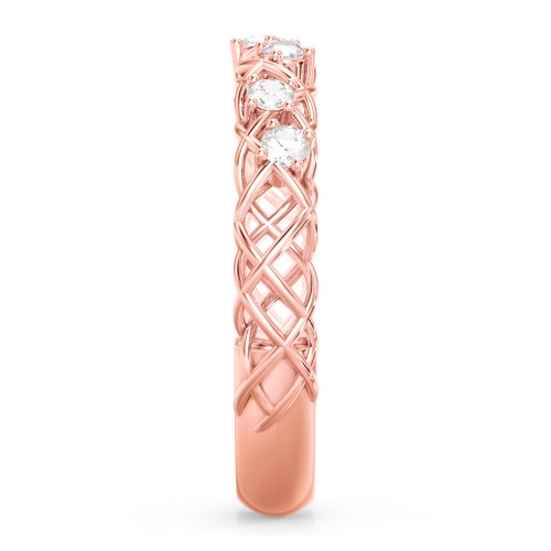 Stones Woven in Love Ring – 10K Rose Gold with Cubic Zirconia