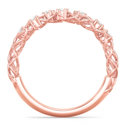 Stones Woven in Love Ring – 10K Rose Gold with Cubic Zirconia
