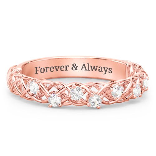 Stones Woven in Love Ring – 10K Rose Gold with Cubic Zirconia