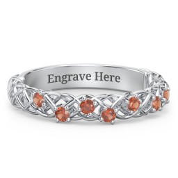 Stones Woven in Love Ring in 925 Sterling Silver with Garnet