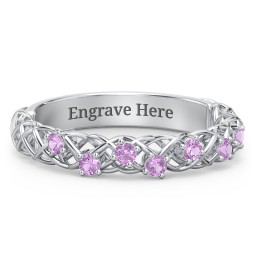 Stones Woven in Love Ring in 925 Sterling Silver with Amethyst