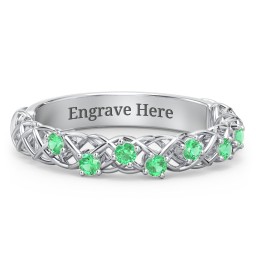 Stones Woven in Love Ring in 925 Sterling Silver with Emerald