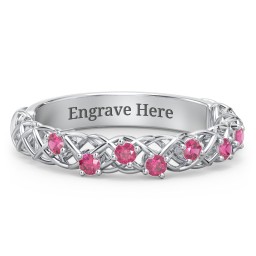 Stones Woven in Love Ring in 925 Sterling Silver with Ruby