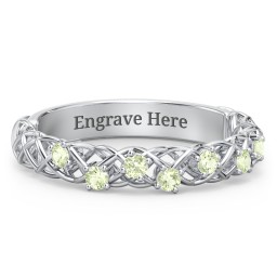 Stones Woven in Love Ring in 925 Sterling Silver with Peridot