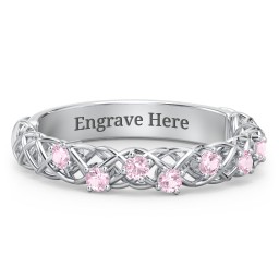 Stones Woven in Love Ring in 925 Sterling Silver with Pink Tourmaline