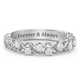 Stones Woven in Love Ring in 925 Sterling Silver with Opal
