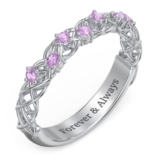 Stones Woven in Love Ring – Sterling Silver with Amethyst