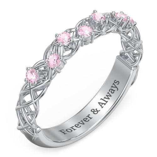 Stones Woven in Love Ring – Sterling Silver with Pink Tourmaline