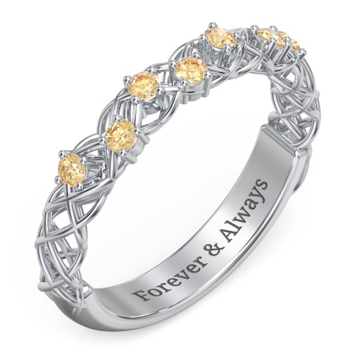 Stones Woven in Love Ring – Sterling Silver with Citrine