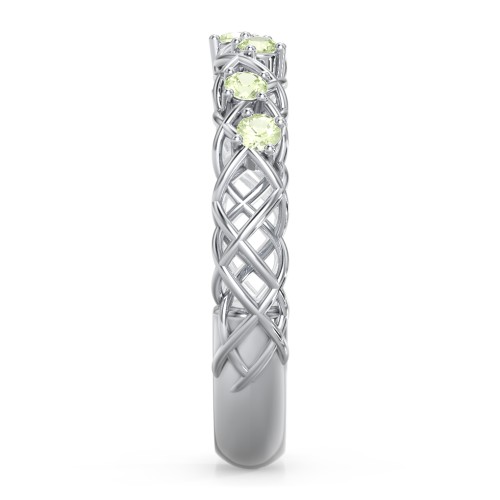 Stones Woven in Love Ring – Sterling Silver with Peridot