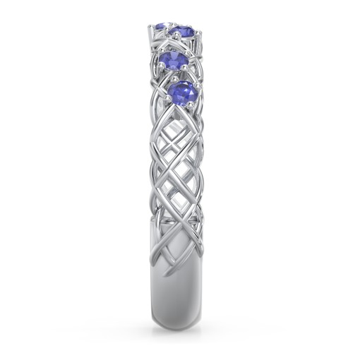 Stones Woven in Love Ring – Sterling Silver with Blue Sapphire