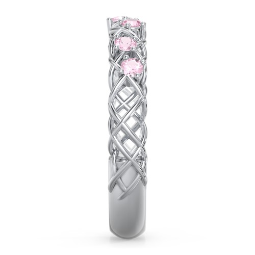 Stones Woven in Love Ring – Sterling Silver with Pink Tourmaline