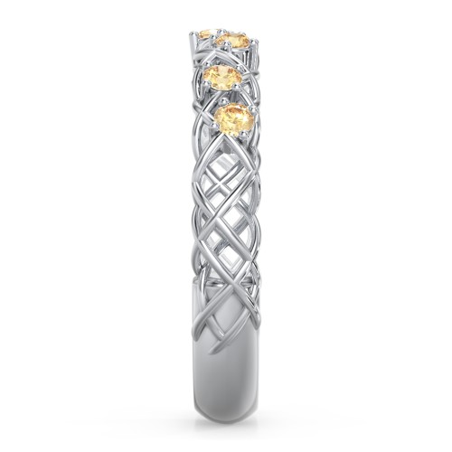 Stones Woven in Love Ring – Sterling Silver with Citrine