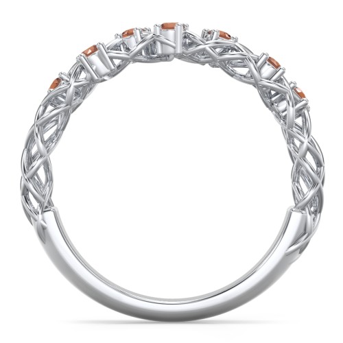 Stones Woven in Love Ring – Sterling Silver with Garnet