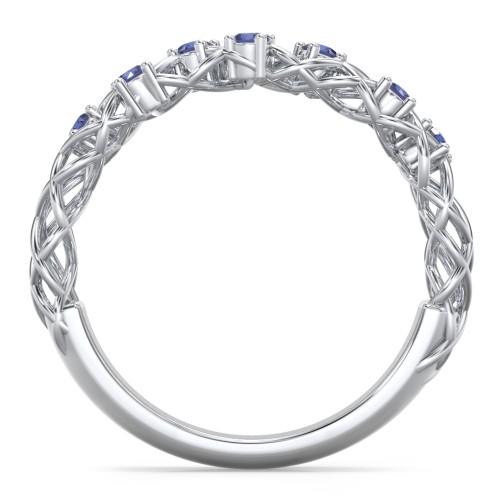 Stones Woven in Love Ring – Sterling Silver with Blue Sapphire