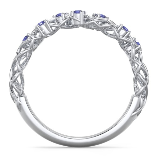 Stones Woven in Love Ring – Sterling Silver with Blue Sapphire