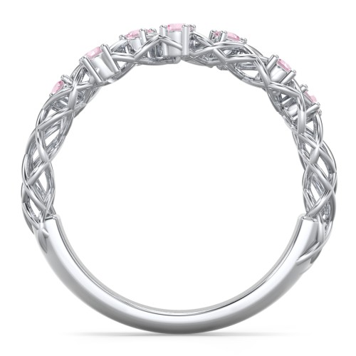 Stones Woven in Love Ring – Sterling Silver with Pink Tourmaline