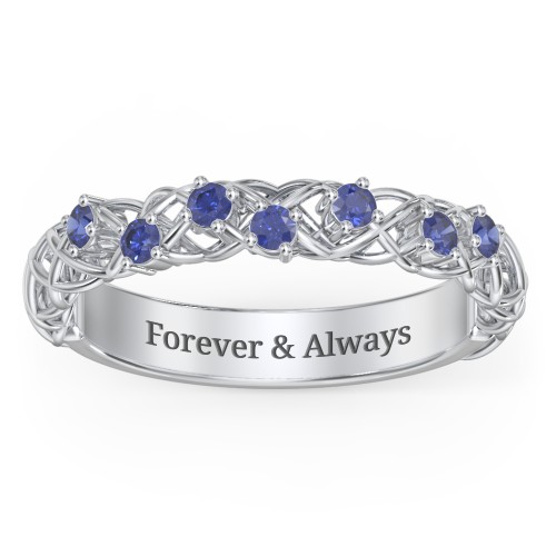 Stones Woven in Love Ring – Sterling Silver with Blue Sapphire