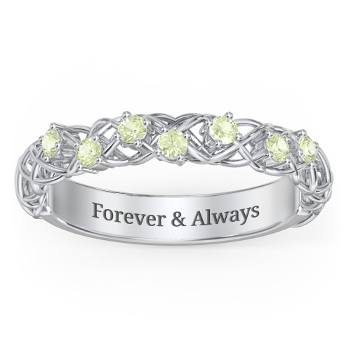 Stones Woven in Love Ring – Sterling Silver with Peridot