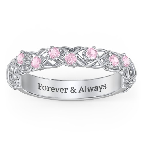 Stones Woven in Love Ring – Sterling Silver with Pink Tourmaline