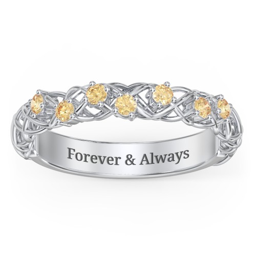 Stones Woven in Love Ring – Sterling Silver with Citrine