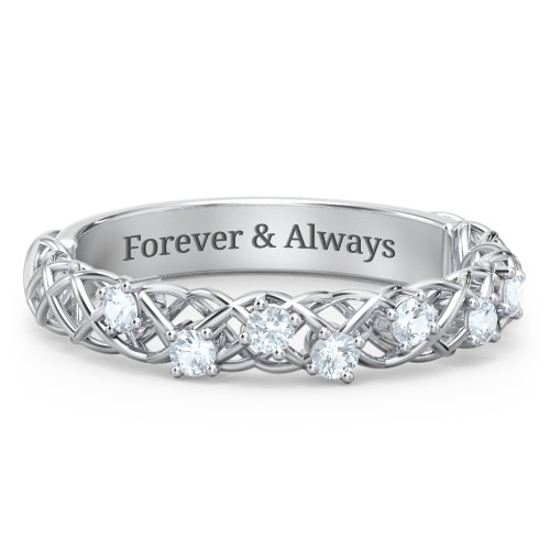 Stones Woven in Love Ring – Sterling Silver with Aquamarine