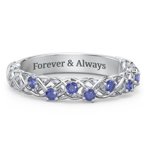 Stones Woven in Love Ring – Sterling Silver with Blue Sapphire