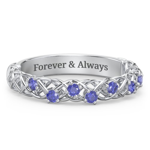 Stones Woven in Love Ring – Sterling Silver with Blue Sapphire