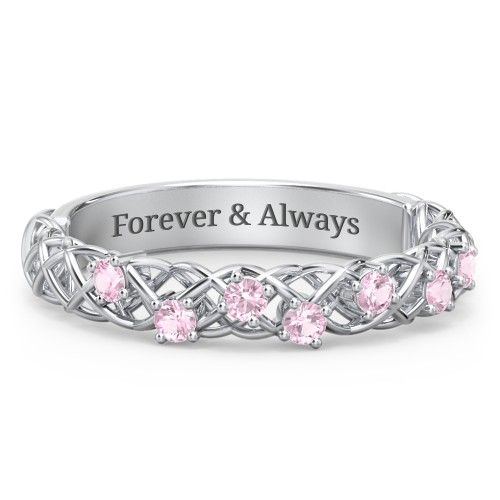 Stones Woven in Love Ring – Sterling Silver with Pink Tourmaline
