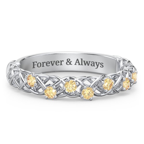Stones Woven in Love Ring – Sterling Silver with Citrine