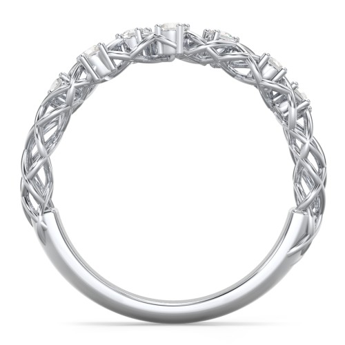 Stones Woven in Love Ring – 10K White Gold with Cubic Zirconia