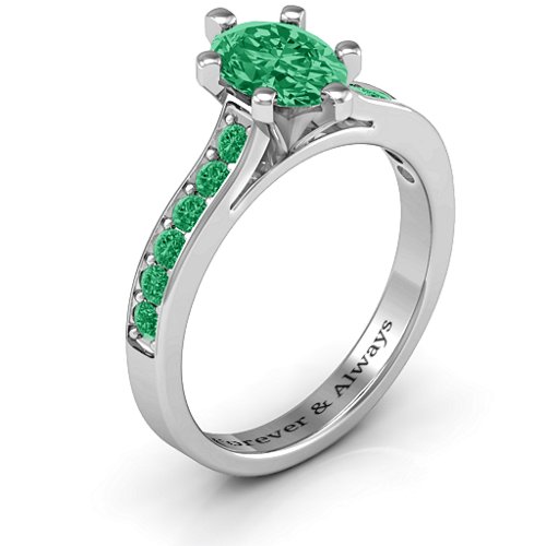 Shining in Love Ring – Sterling Silver with Emerald