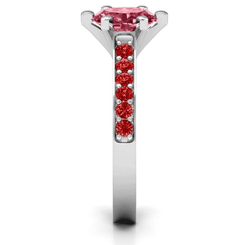 Shining in Love Ring – Sterling Silver with Red Premium Zirconia and Garnet