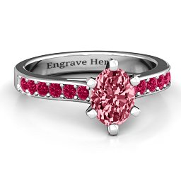 Shining in Love Ring in 925 Sterling Silver with Red Premium Zirconia and Ruby